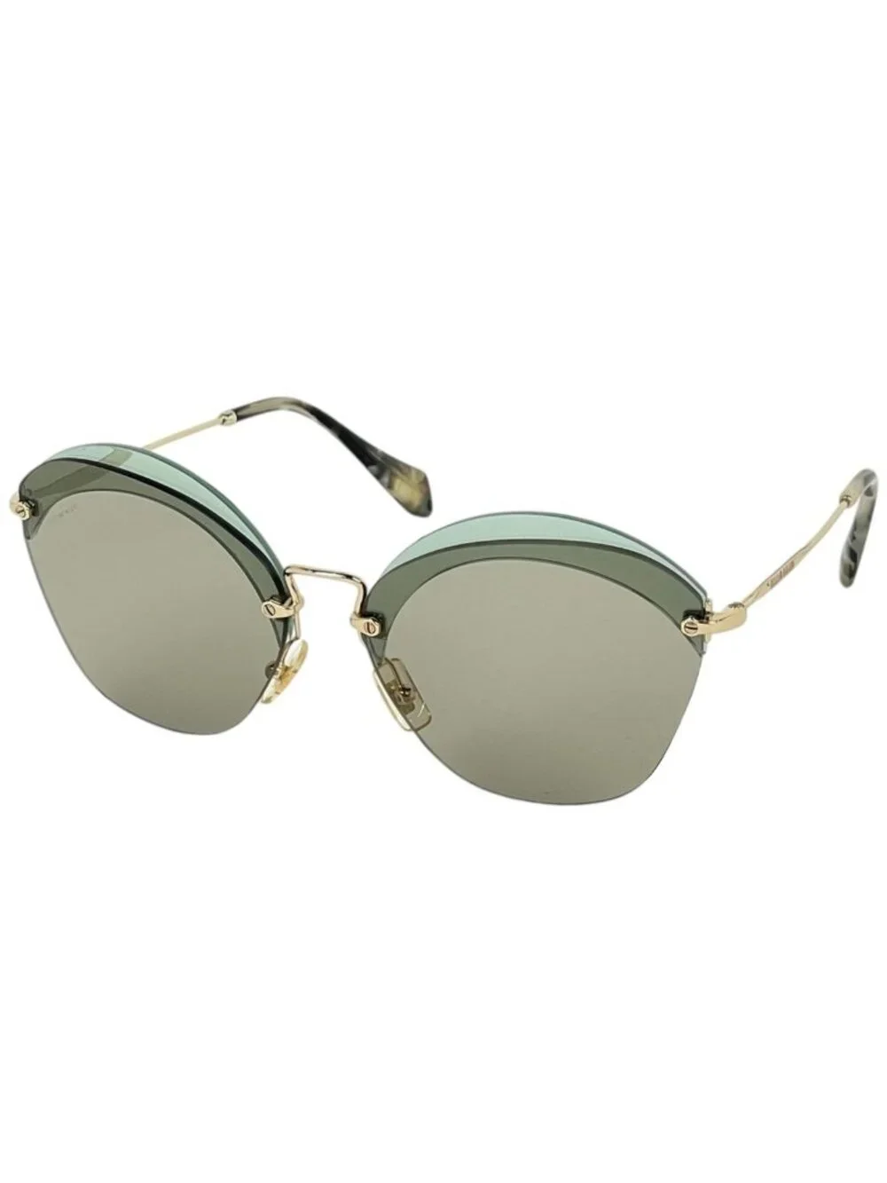 Miu Miu Sunglasses Metal Acetate Gold Brown Eyewear